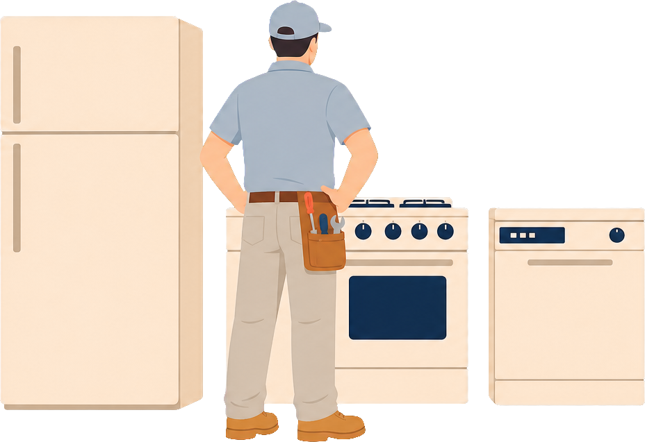 Technician servicing kitchen appliances in Sioux Falls, SD