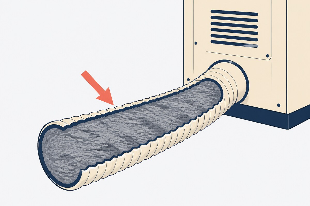 Lint packed inside a dryer vent duct